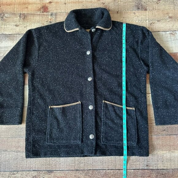 Vintage ALPS Black Speckled Jacket With Front Pockets & Button Closure - Size L - Picture 3 of 6